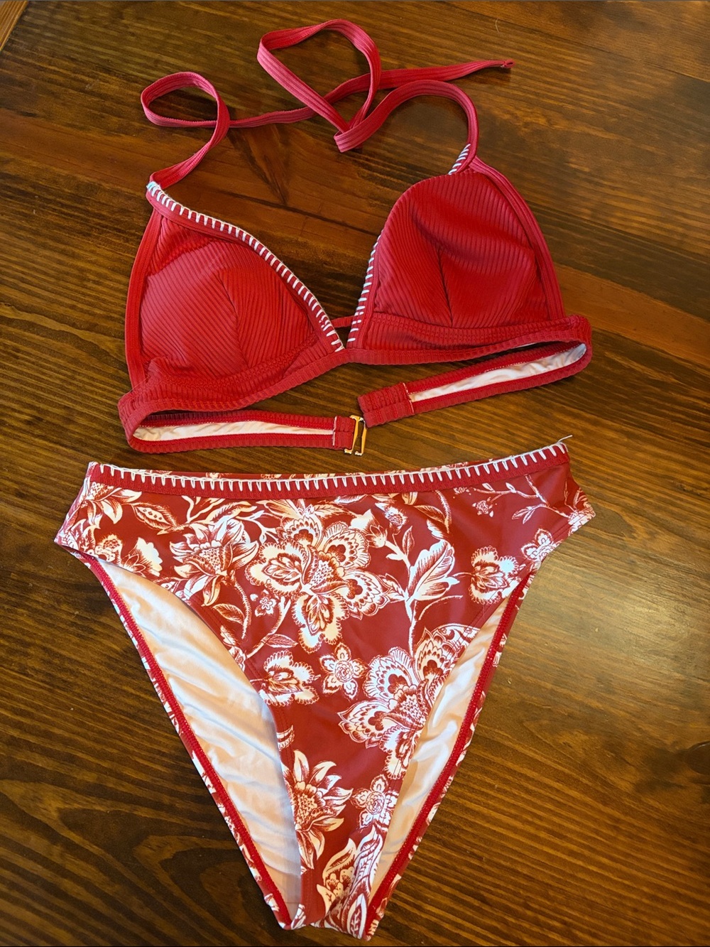 Amazon 2 Piece Swimsuit Floral Print High Waisted Bottom